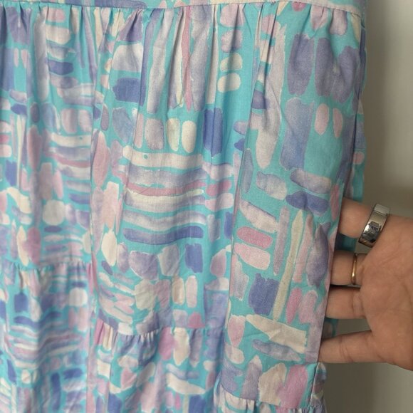 PINCH Women's Midi Dress Abstract Size Large Pockets Femenine Resort Preppy - Picture 3 of 10